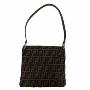 【中古】フェンディ FENDI ワンショルダーバッグ ハンドバック ズッカ柄 ヴィンテージ 茶 ブラウン 金 ゴールド レディース