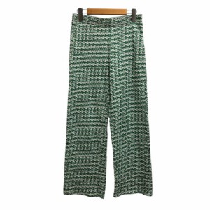 【中古】ザラ ZARA パンツ 総柄 コットン混 M 緑 グリーン 白 ホワイト レディース