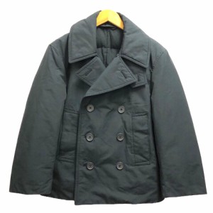 【中古】ユニクロ UNIQLO U トレンチコート ジャケット ダブル ショート丈 中綿 長袖 無地 S 黒 ブラック メンズ