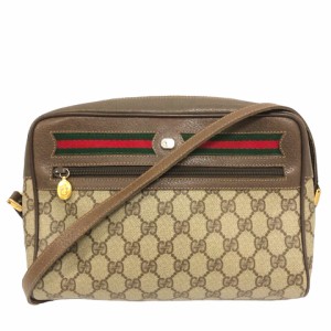 【中古】グッチ GUCCI オールドグッチ シェリーライン ショルダーバッグ ヴィンテージ GG ロゴ 茶 ブラウン マルチカラー  レディース