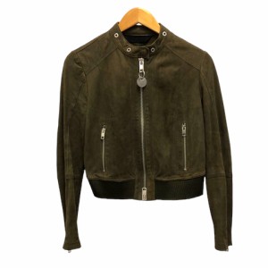 【中古】ディーゼル DIESEL レザージャケット ブルゾン アウター ラムレザー シングル 長袖 XS 緑 カーキ レディース