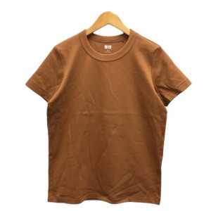 【中古】ユニクロ UNIQLO トップス Tシャツ カットソー クルーネック 綿 無地 半袖 M 茶 ブラウン ※MZ レディース