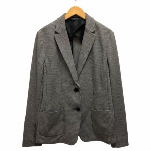 【中古】ユニクロ UNIQLO ジャケット ブレザー Vネック 千鳥柄 長袖 L 黒 ブラック 白 ホワイト ※MZ レディース