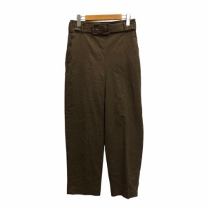 【中古】ザラウーマン ZARA WOMAN パンツ 無地 ベルト センタープレス M 茶 ブラウン ※MZ レディース