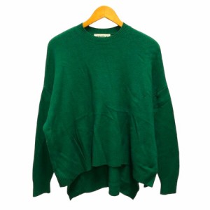 【中古】エンフォルド ENFOLD ニット セーター クルーネック ウール混 無地 長袖 38 緑 グリーン レディース