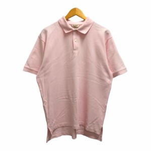 【中古】エルエルビーン L.L.BEAN ポロシャツ カットソー 半袖 無地 コットン 9 ピンク アイボリー メンズ