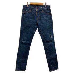 【中古】ディースクエアード DSQUARED2 デニム ジーンズ ストレート ダメージ加工 無地 S71LB0337 46 青 インディゴブルー メンズ