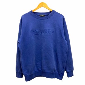 【中古】エクストララージ X-LARGE トレーナー スウェット クルーネック コットン ロゴ 長袖 L 青 ブルー メンズ