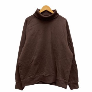 【中古】ユニクロ UNIQLO U トレーナー タートルネック ストレッチ 綿 無地 長袖 L チャコールグレー レディース