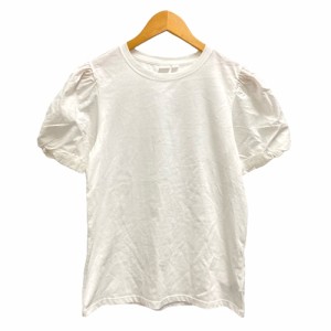【中古】未使用品 ギャップ GAP Tシャツ カットソー クルーネック パフスリーブ 半袖 無地 XS 白 ホワイト レディース