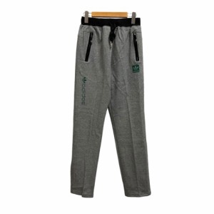 【中古】アディダス adidas パンツ 無地 ロゴプリント センタープレス XL グレー 黒 ブラック 緑 グリーン レディース