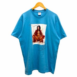 【中古】シュプリーム SUPREME 22SS Lil Kim Tee Tシャツ クルーネック コットン プリント 英字 ロゴ 半袖 L 水色 ライトブルー メンズ