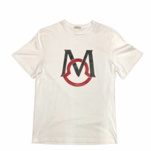 【中古】モンクレール MONCLER 21SS MAGLIA T-SHIRT Tシャツ 半袖 ビッグモチーフ クールネック M 白 ホワイト メンズ