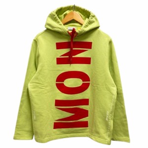 【中古】未使用品 モンクレール 22SS HOODIE パーカー フーディ プリント 裏起毛 XS ネオンイエロー 赤 レッド 白 ホワイト メンズ