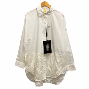 【中古】未使用品 モンクレール MONCLER 20SS 1952 CAMICIA シャツ キルティング 切替 コットン混 無地 長袖 42 白 ホワイト メンズ