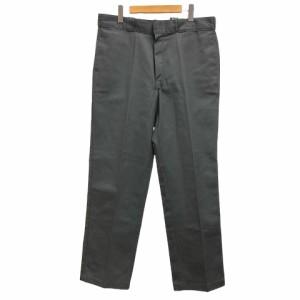 【中古】ディッキーズ Dickies ワークパンツ 874 チノパン ジップフライ ロング丈 無地 36×32 グレー メンズ