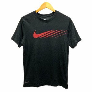 【中古】ナイキ NIKE Tシャツ クルーネック プリント ロゴ 半袖 S 黒 ブラック メンズ