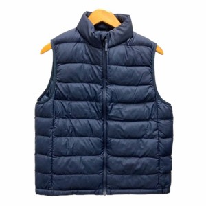 【中古】未使用品 ユニクロ UNIQLO ダウンベスト アウター ナイロン 中わた 無地 150 紺 ネイビー キッズ