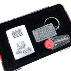 【中古】未使用品 ジッポー ジッポカー ZIPPO CAR オイルライター キーホルダー・ケース付き シルバーカラー 喫煙具