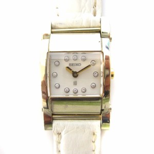 【中古】セイコー SEIKO 1E20-0AH0 腕時計 アナログ クォーツ スクエア 白文字盤 ゴールドカラー ホワイト 稼働品