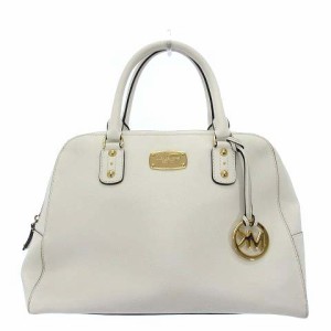 【中古】マイケルコース MICHAEL KORS 2way ハンドバッグ ショルダーストラップ グレインレザー 白 ホワイト ■GY01