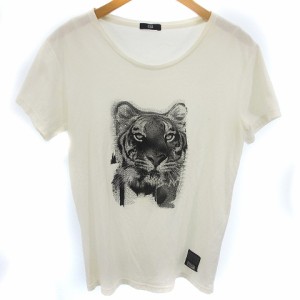 【中古】オニツカタイガー Onitsuka Tiger Tシャツ カットソー 半袖 トラ タイガー プリント 白 ホワイト メンズ