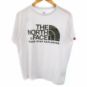 【中古】ザノースフェイス NT31932 CAMOUFLAGE LOGO Tシャツ カットソー 半袖 迷彩 カモフラ 白 ホワイト M メンズ