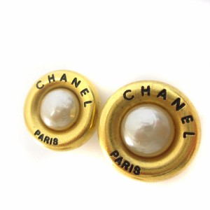 【中古】シャネル CHANEL 94P パール イヤリング ラウンド ゴールドカラー アクセサリー ■WY レディース