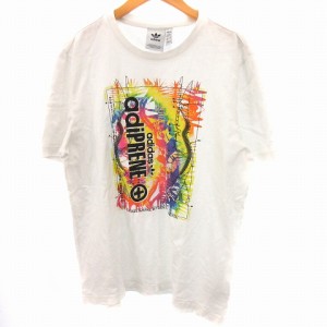 【中古】アディダスオリジナルス adidas originals Tシャツ プリント 20S 半袖 コットン 白 ホワイト XL メンズ