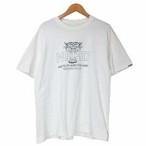 【中古】ネイバーフッド NEIGHBORHOOD Tシャツ 半袖 カットソー ロゴ プリント クルーネック 白 X メンズ
