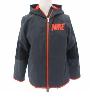 【中古】ナイキ NIKE ジップアップ パーカー ロゴ プリント 裏メッシュ グレー M レディース