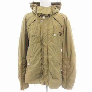 【中古】ジースターロウ G-Star RAW ミリタリージャケット ジップアップ ロゴ ナイロン ベージュ M アウター