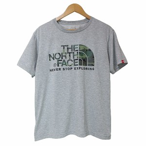 【中古】ザノースフェイス Ｔシャツ 半袖 NT31622 ロゴ カモフラ 迷彩 プリント アウトドア ウエア 国内正規 L ■GY01