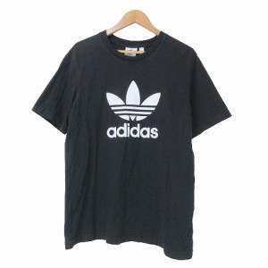 【中古】アディダスオリジナルス Tシャツ カットソー 半袖 ロゴ プリント 大きいサイズ O XL相当 黒 ■GY01