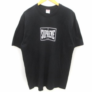 【中古】シュプリーム SUPREME Tシャツ 23AW Supreme Warm Up Tee 半袖 ロゴ プリント 黒 ブラック コットン L 