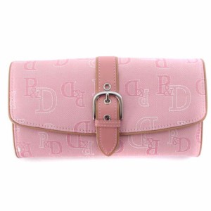 【中古】ピンキー&ダイアン ピンダイ PINKY&DIANNE 長財布 ウォレット ロゴ キャンバス ピンク レディース