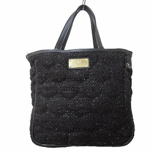 【中古】ルートート rootote ハンドバッグ ツイード ラメ 巾着式 黒 ブラック ■GY11 X レディース