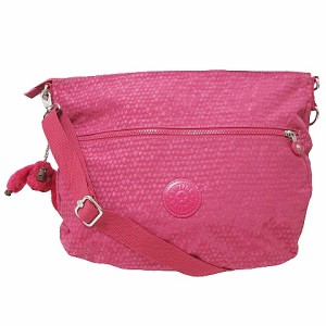 【中古】キプリング KIPLING 美品 ショルダーバッグ 斜め掛け チャーム 総柄 ピンク ■GY11 X レディース