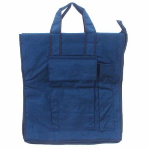 【中古】つむぎ織り 和装バッグ ハンドバッグ 手提げ式 着物 青 ブルー かばん カバン 鞄 レディース