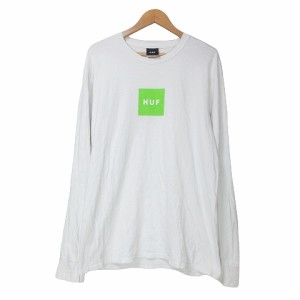 【中古】ハフ HUF Tシャツ ロンT カットソー ロゴ プリント クルーネック L 白 ホワイト ■GY01 X メンズ