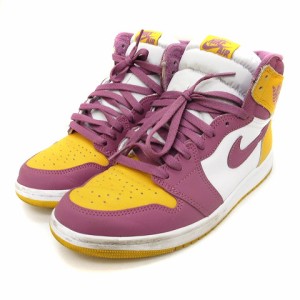 【中古】ナイキ NIKE Air Jordan 1 High OG Brotherhood スニーカー ハイカット 紫 パープル 黄 イエロー 白 27cm