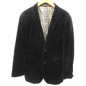 【中古】バーバリーブラックレーベル BURBERRY BLACK LABEL ベロア テーラードジャケット ブレザー ノバチェック 黒 M