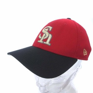 【中古】ニューエラ NEW ERA 福岡ソフトバンクホークス ベースボールキャップ 野球帽 帽子 ロゴ 刺繍 レッド 赤