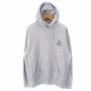 【中古】ハフ SET TRIPLE TRIANGLE PULLOVER HOODIE パーカー PF00572 プルオーバー ロゴ プリント 裏起毛 グレー M