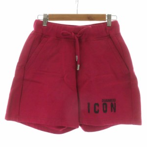 【中古】ディースクエアード Icon Spray Sw Shorts ショートパンツ ハーフパンツ ロゴ 裏起毛 S80MU0016 ピンク XS