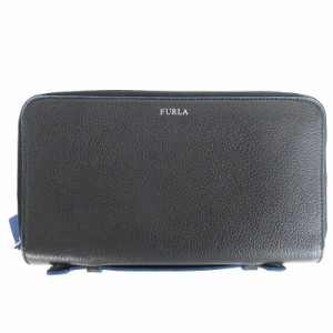 【中古】フルラ FURLA セカンドバッグ ウォレット ロゴ レザー 黒 ブラック 鞄 メンズ