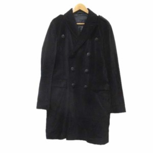 【中古】プリティーグリーン Pretty Green ジャケット 上着 ベロア ダブル 黒 ブラック 4 XL 大きいサイズ ECR17 X 