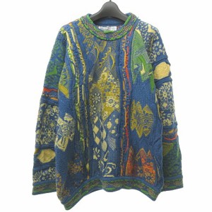 【中古】クージー COOGI BLUES 3D ニット セーター オーストラリア製 コットン 総柄 青系 マルチカラー M ECR17