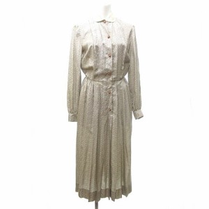 【中古】シャネル CHANEL CREATIONS 希少 70's ヴィンテージ シャツワンピース 総柄 ボタン 装飾 グレー系 NGA35