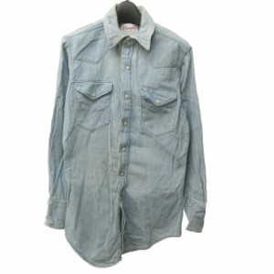 【中古】ラングラー WRANGLER ヴィンテージ 70s 70127SW ウエスタンシャツ デニムシャツ 長袖 USA製 14 1/2 約S